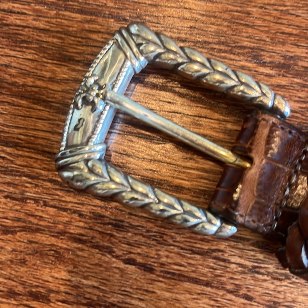 Brown Crocodile Pattern Belt with Silver Buckle - Picture 3 of 5